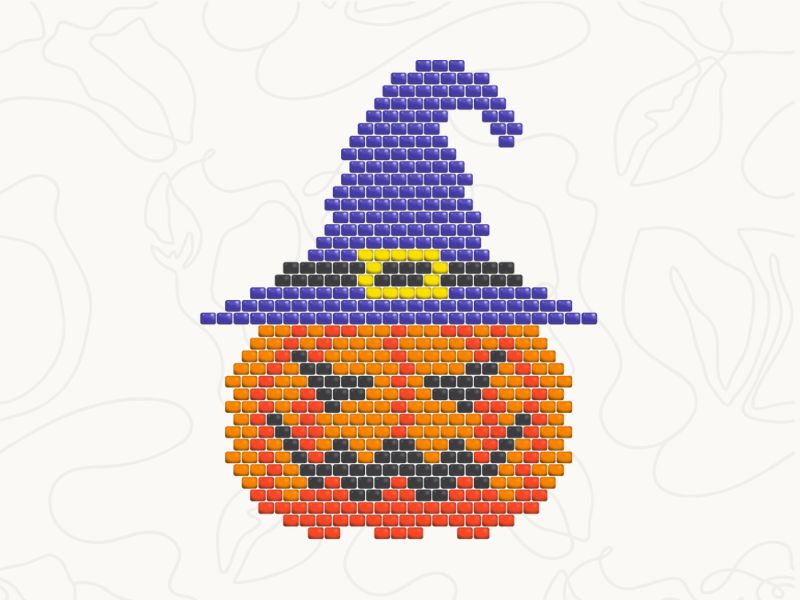 Jack-O’-Lantern with Witch Hat beading pattern thumbnail